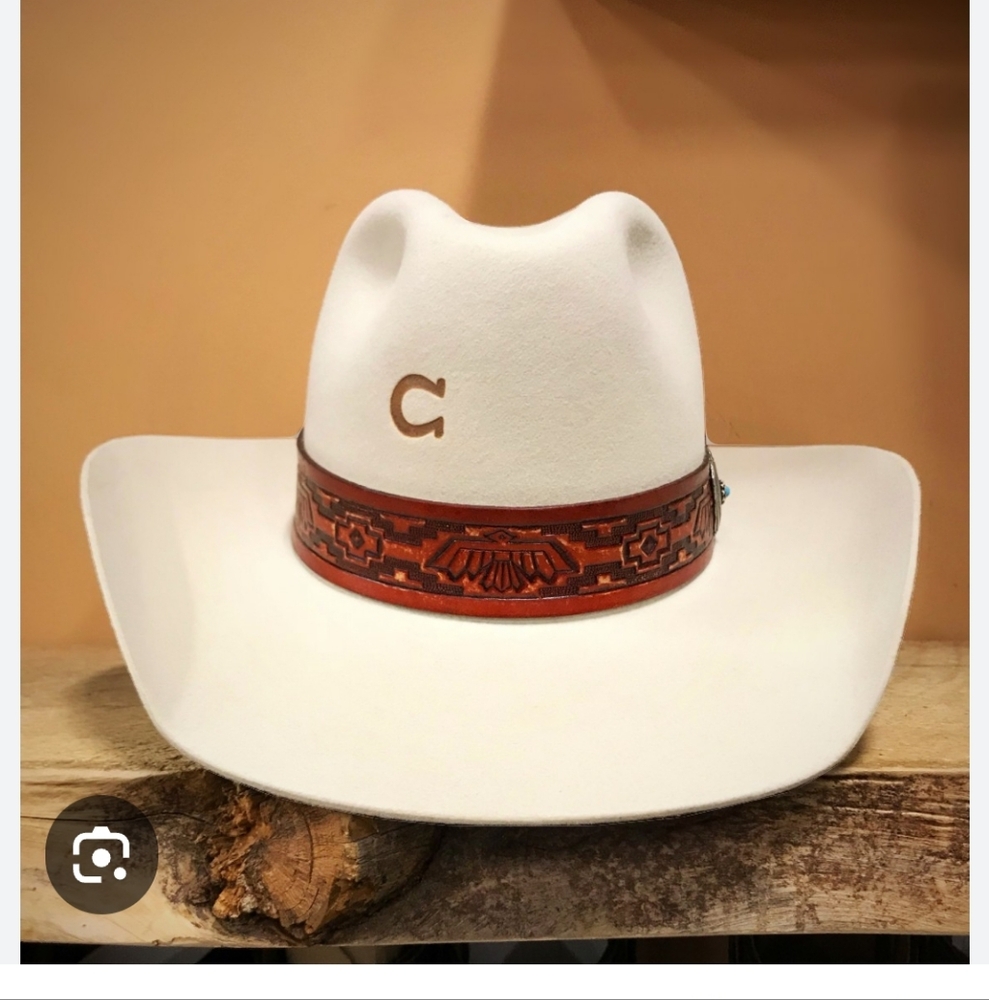 IN SEARCH OF: Charlie 1 Horse "Chief" MD - Bone Felt Hat with Tooled Band
